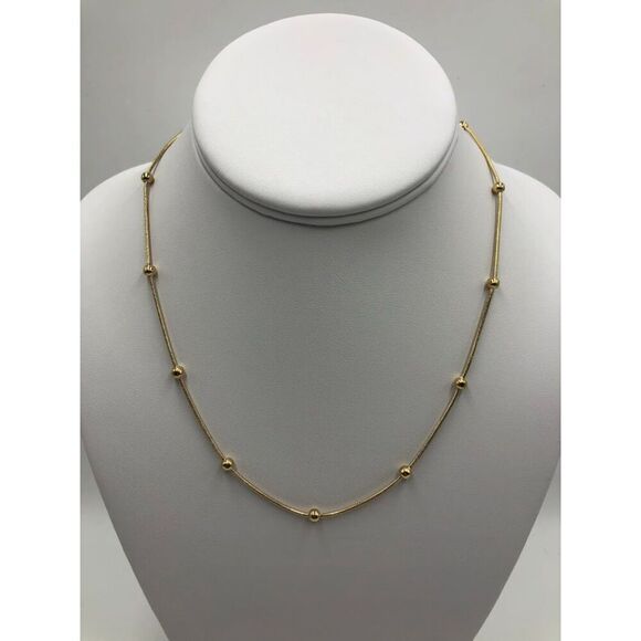 18K Gold Plated Stainless Steel Necklace Women's Ball Style Statement Jewelry - Picture 4 of 8